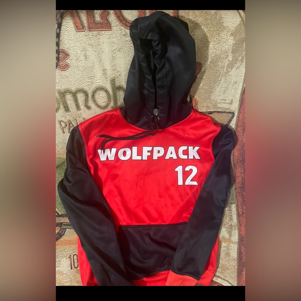 North Carolina NC State Wolf Pack Hoodie Sweatshirt Sz S Wolf Red, Black #12
